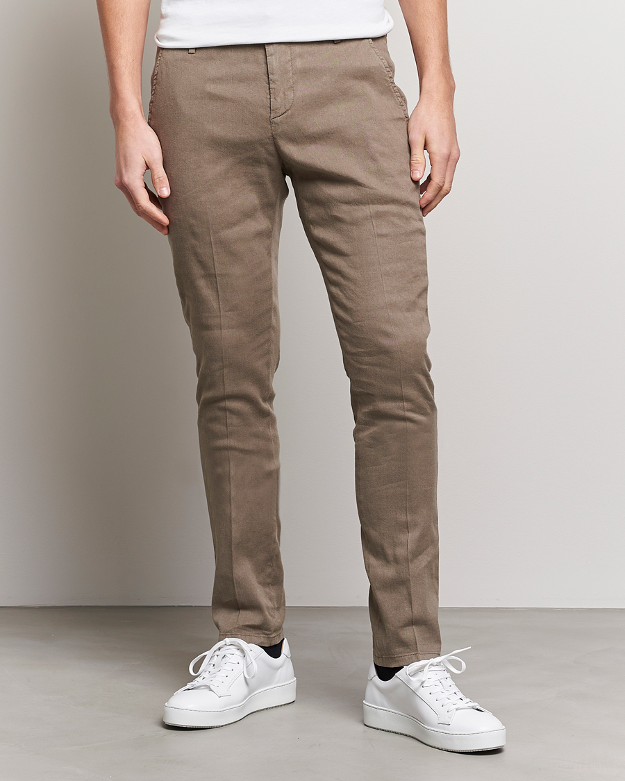 Herren | Hosen | Dondup | Gaubert Linen Stretch Chinos Light Brown