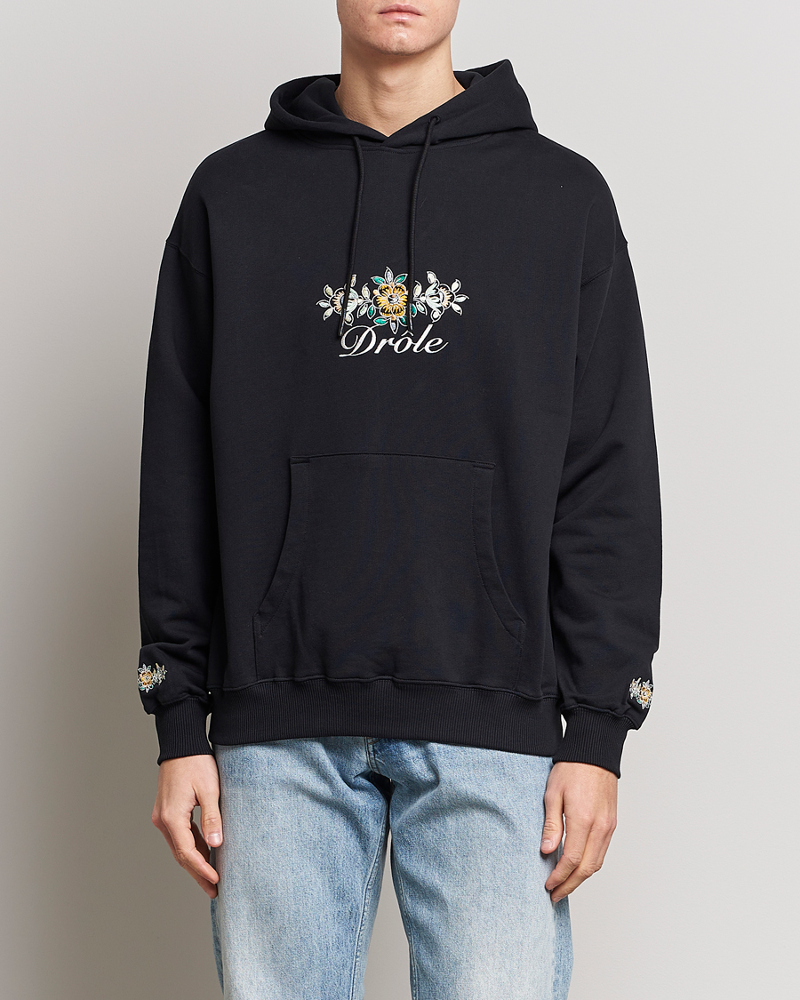 Herren | Pullover | Drôle de Monsieur | Fleur Embroidered Hoodie Black