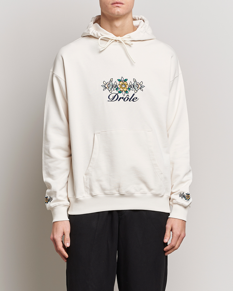 Herren | Pullover | Drôle de Monsieur | Fleur Embroidered Hoodie Off White