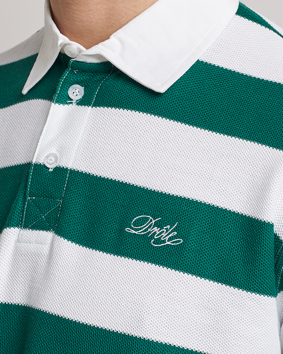 Herren | Pullover | Drôle de Monsieur | Le Polo Striped Rugby Shirt White/Green