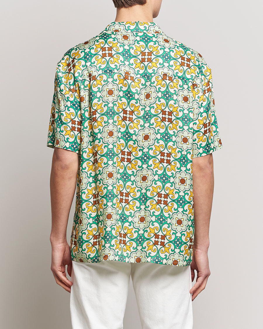Herren | Hemden | Drôle de Monsieur | Ornaments Print Bowling Shirt Yellow/Green