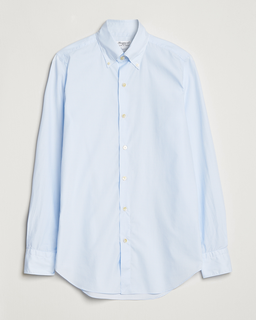 Herren | Hemden | Finamore Napoli | Milano Slim Washed Dress Shirt Light Blue Check