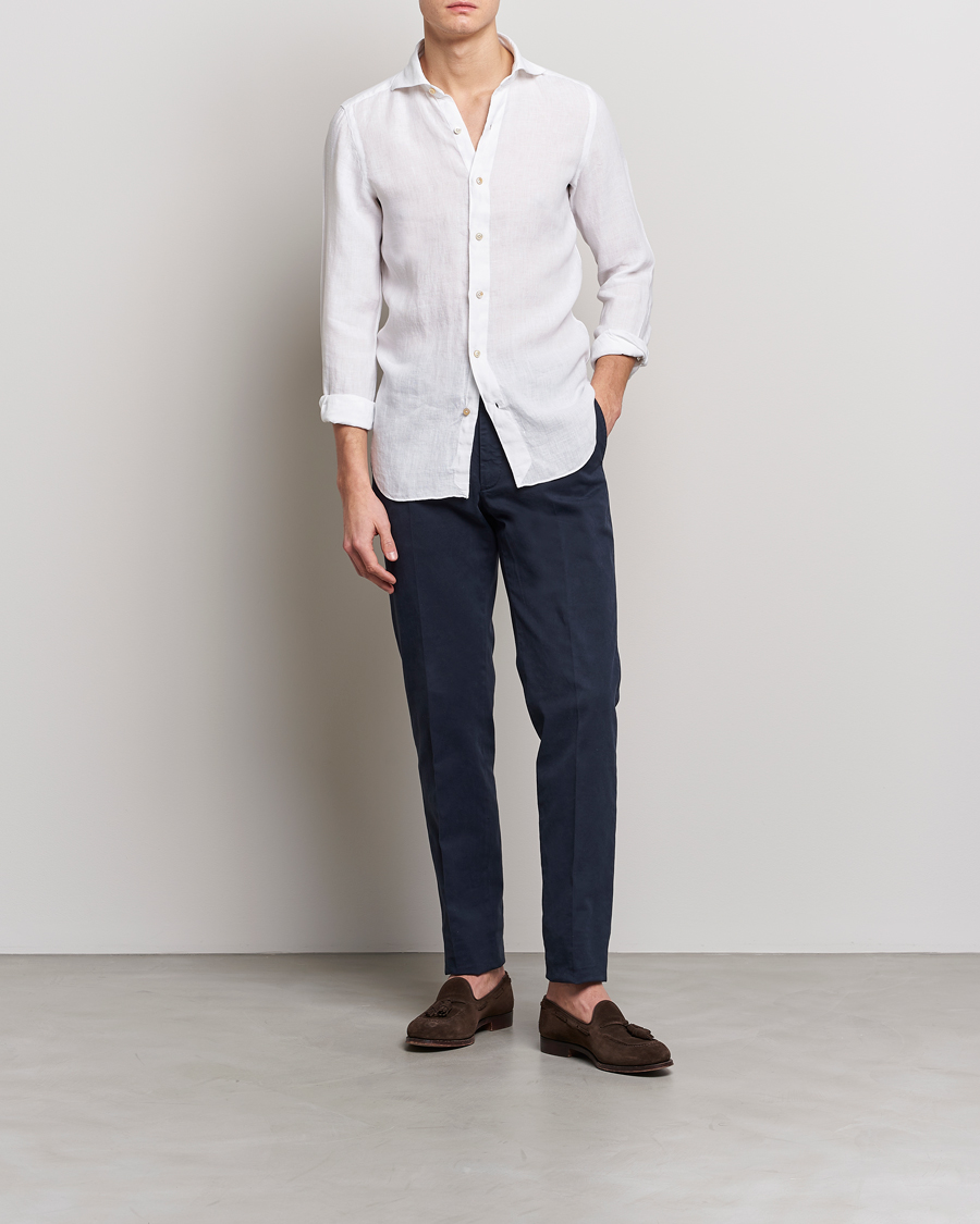 Herren | Hemden | Finamore Napoli | Tokyo Slim Linen Shirt White