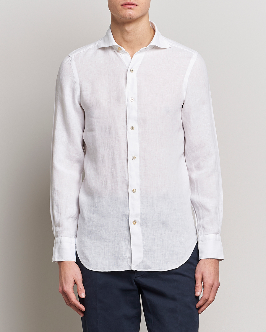 Herren | Hemden | Finamore Napoli | Tokyo Slim Linen Shirt White