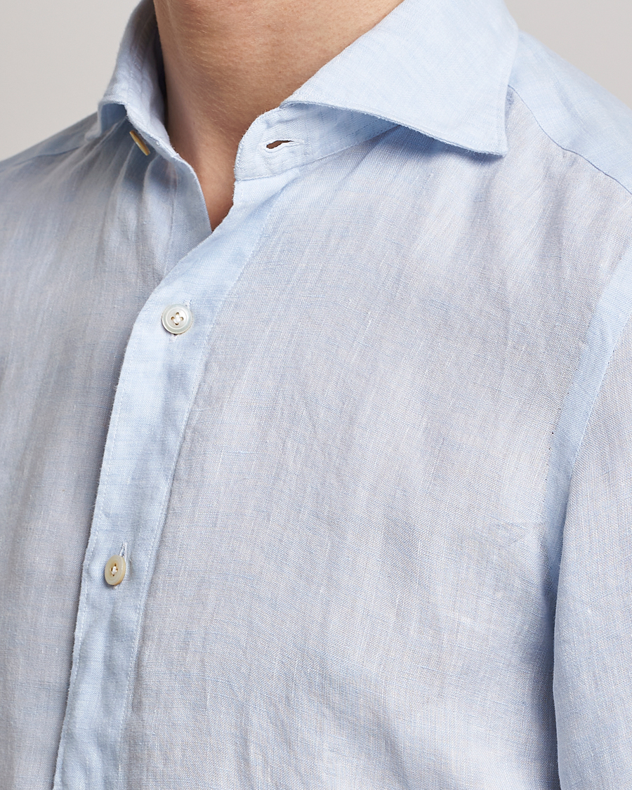Herren | Hemden | Finamore Napoli | Tokyo Slim Linen Shirt Light Blue