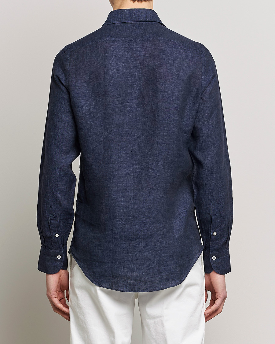 Herren | Hemden | Finamore Napoli | Tokyo Slim Linen Shirt Navy