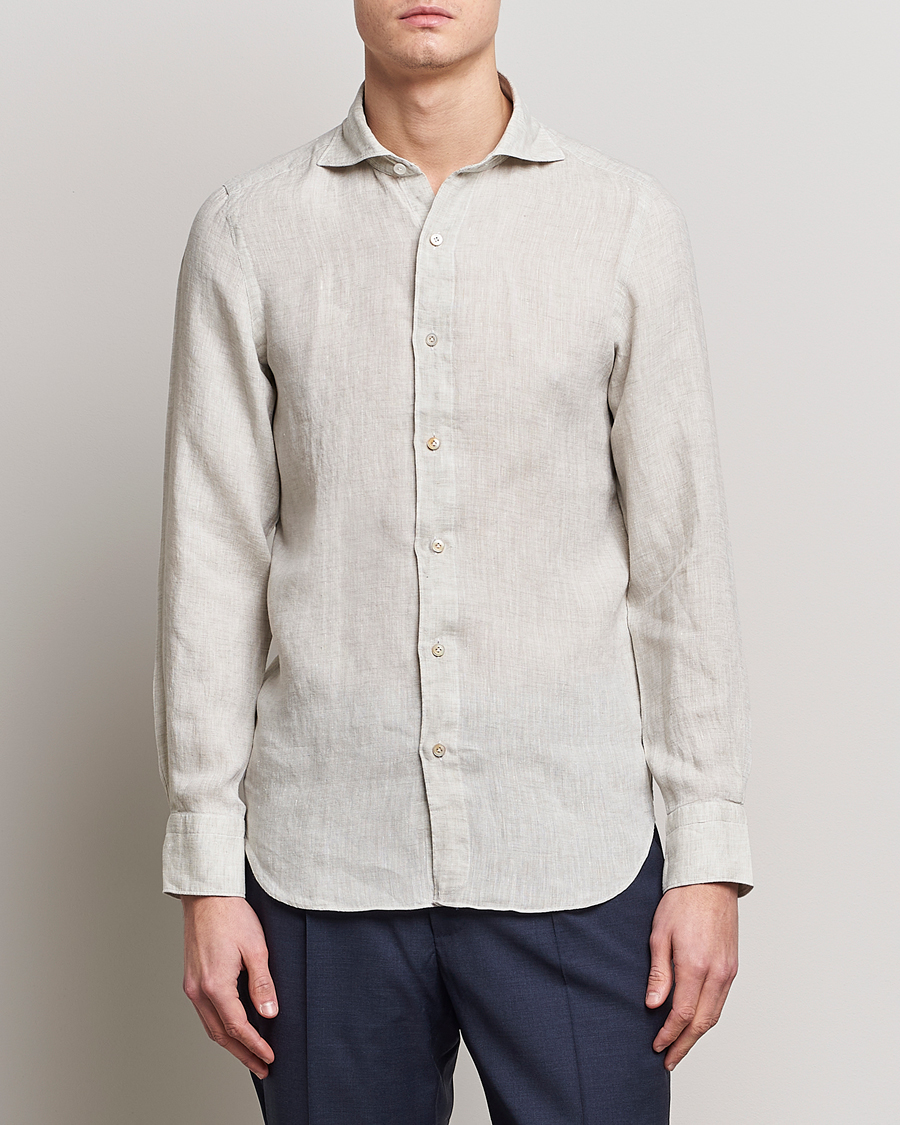 Herren | Hemden | Finamore Napoli | Tokyo Slim Linen Shirt Oat