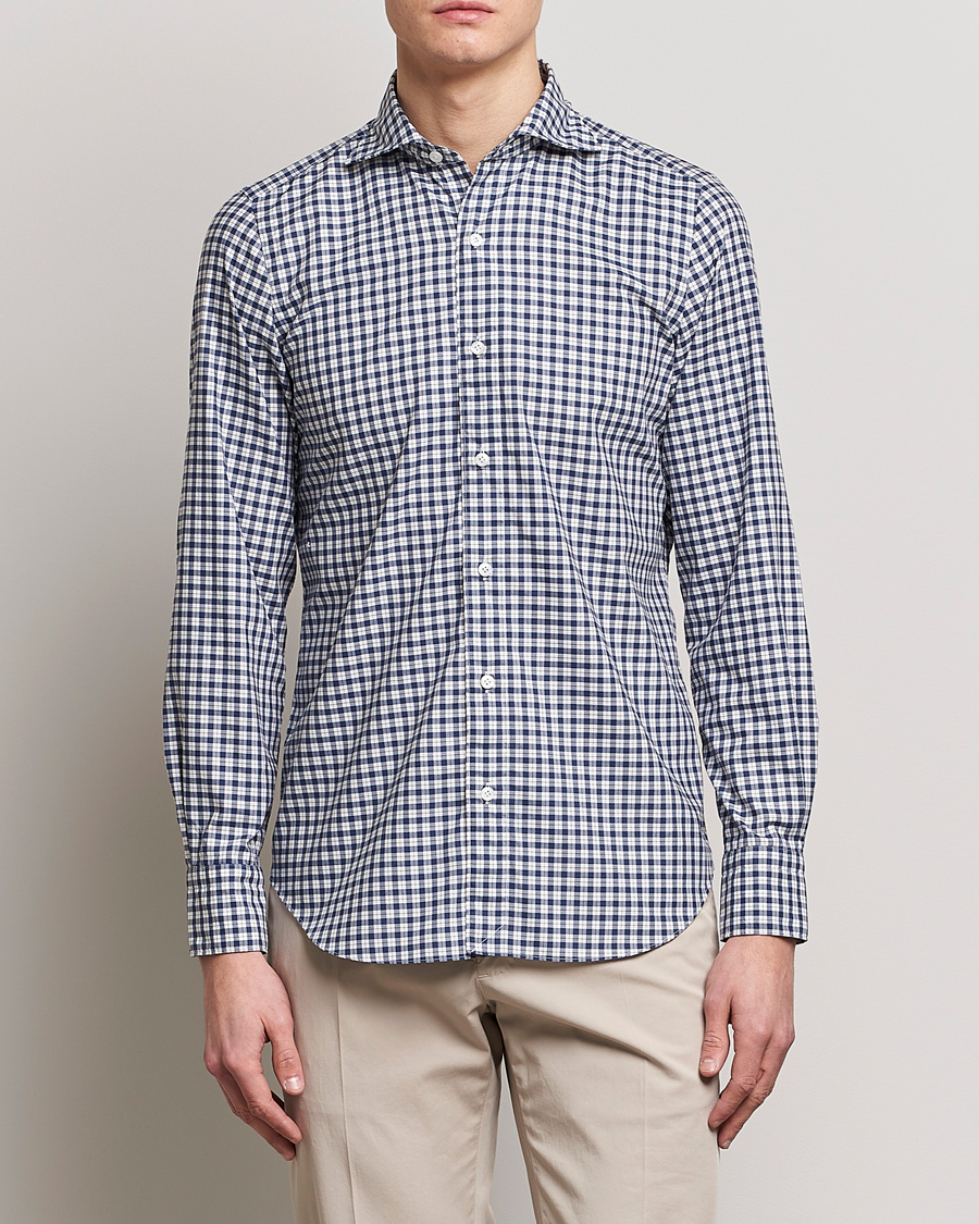Herren | Hemden | Finamore Napoli | Tokyo Slim Sport Shirt Blue Check