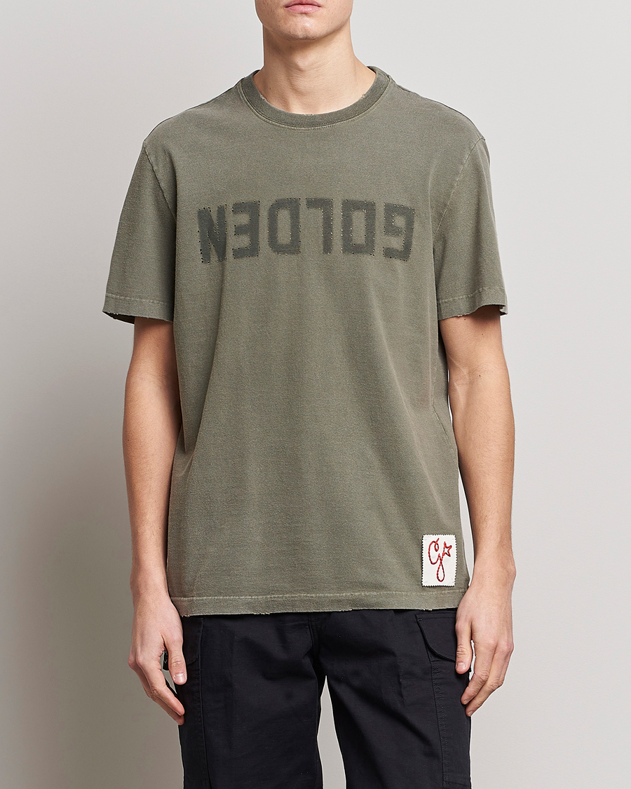 Herren | T-Shirts | Golden Goose | Deluxe Brand Dyed Jersey Logo T-Shirt Dusty Olive