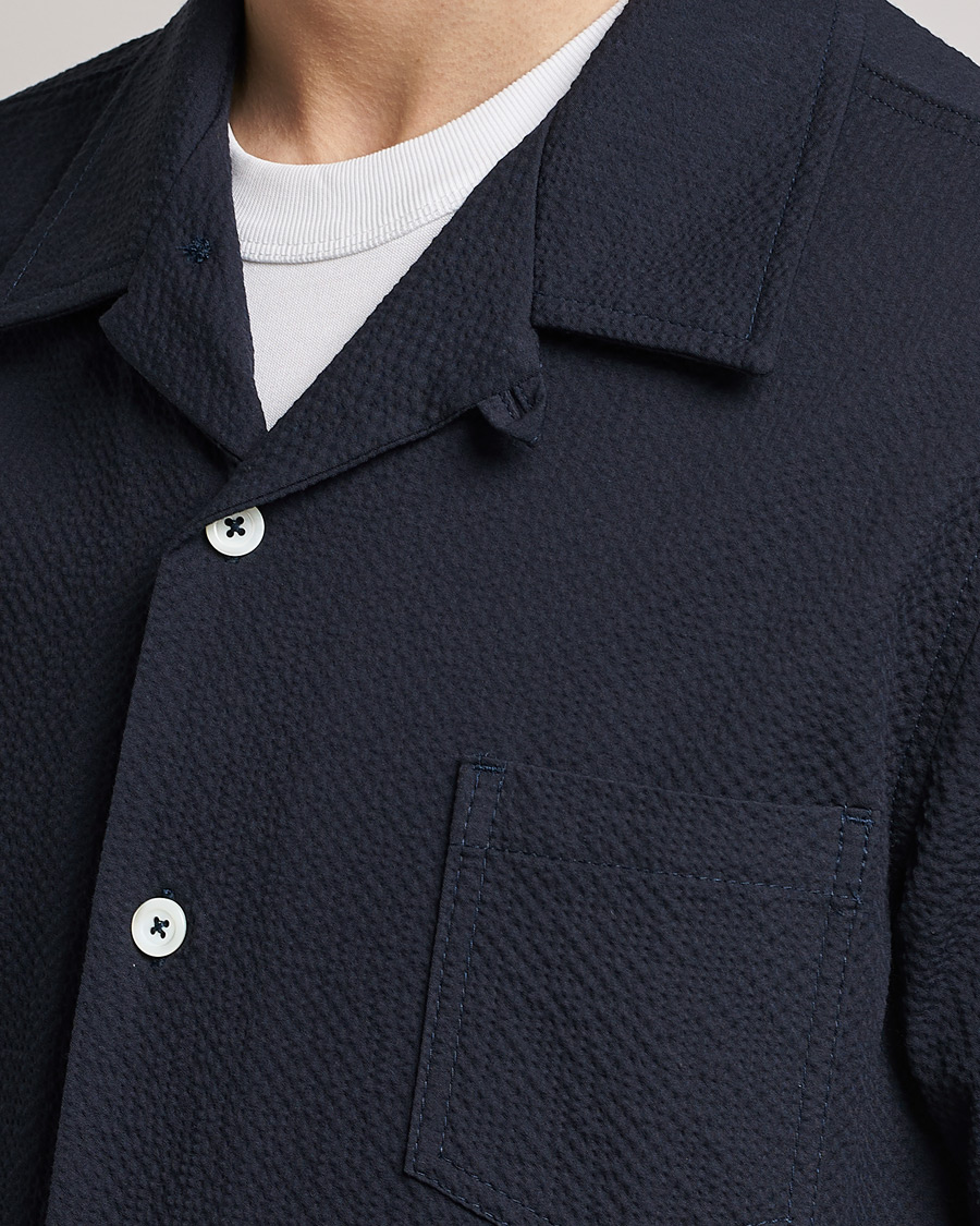 Herren | Hemden | Howlin' | Short Sleeve Cotton Seersucker Shirt Navy