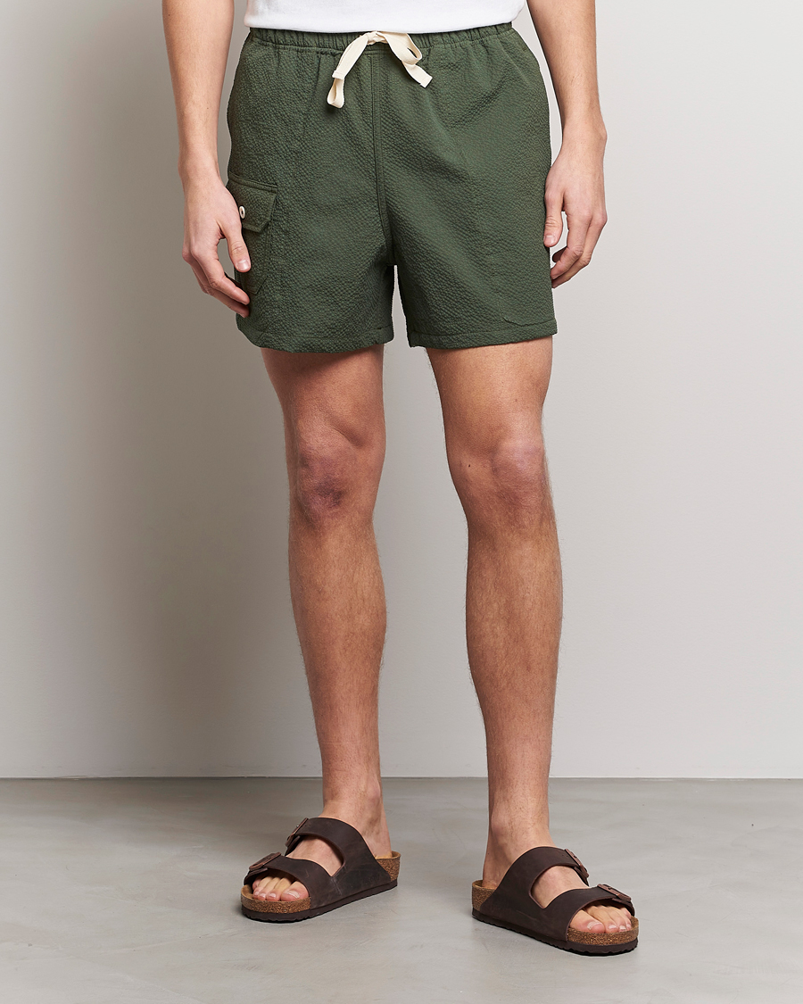 Herren | Shorts | Howlin' | Cotton Seersucker Shorts Greenish