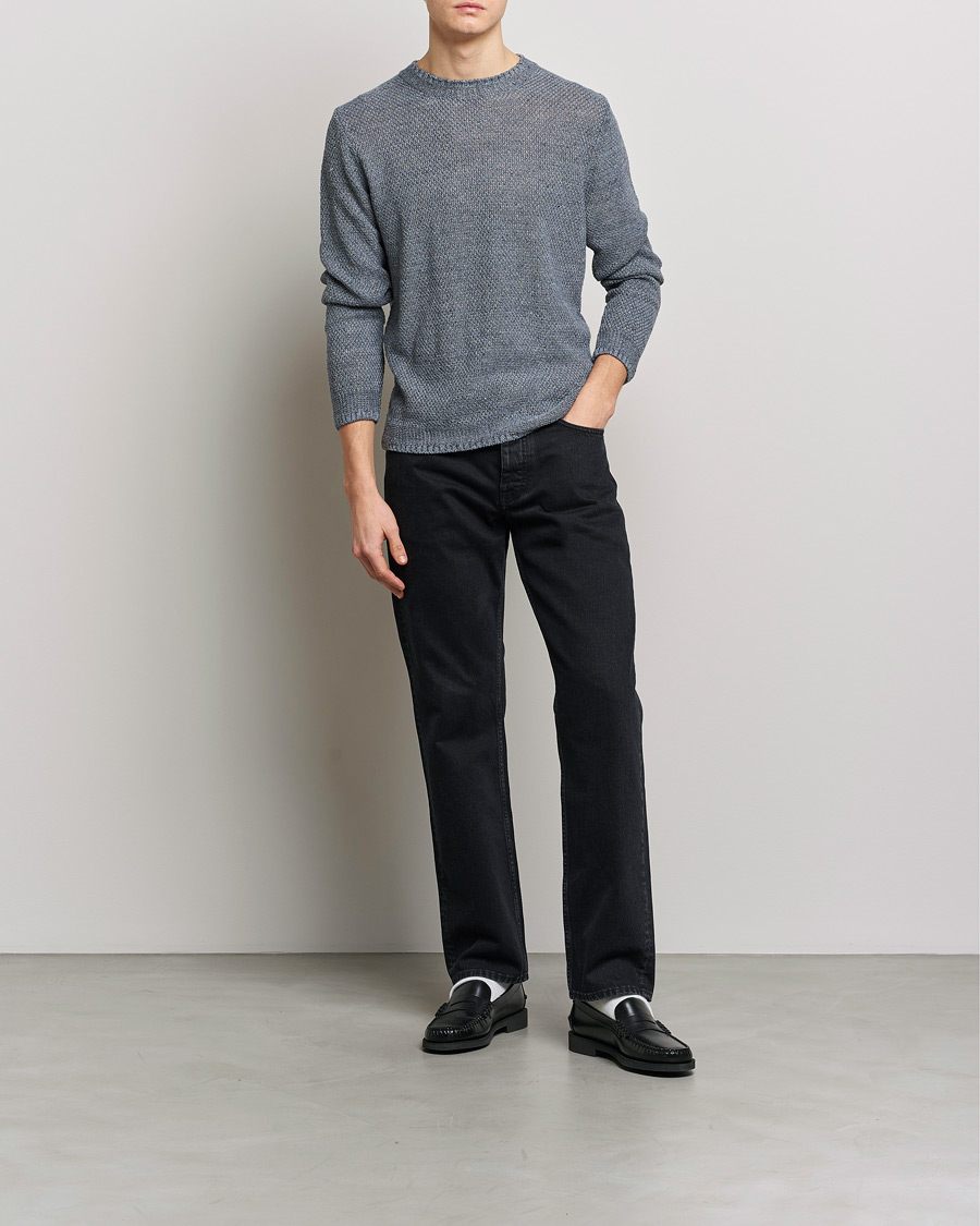 Herren | Pullover | Inis Meáin | Moss Stiched Linen Crew Neck Greyish