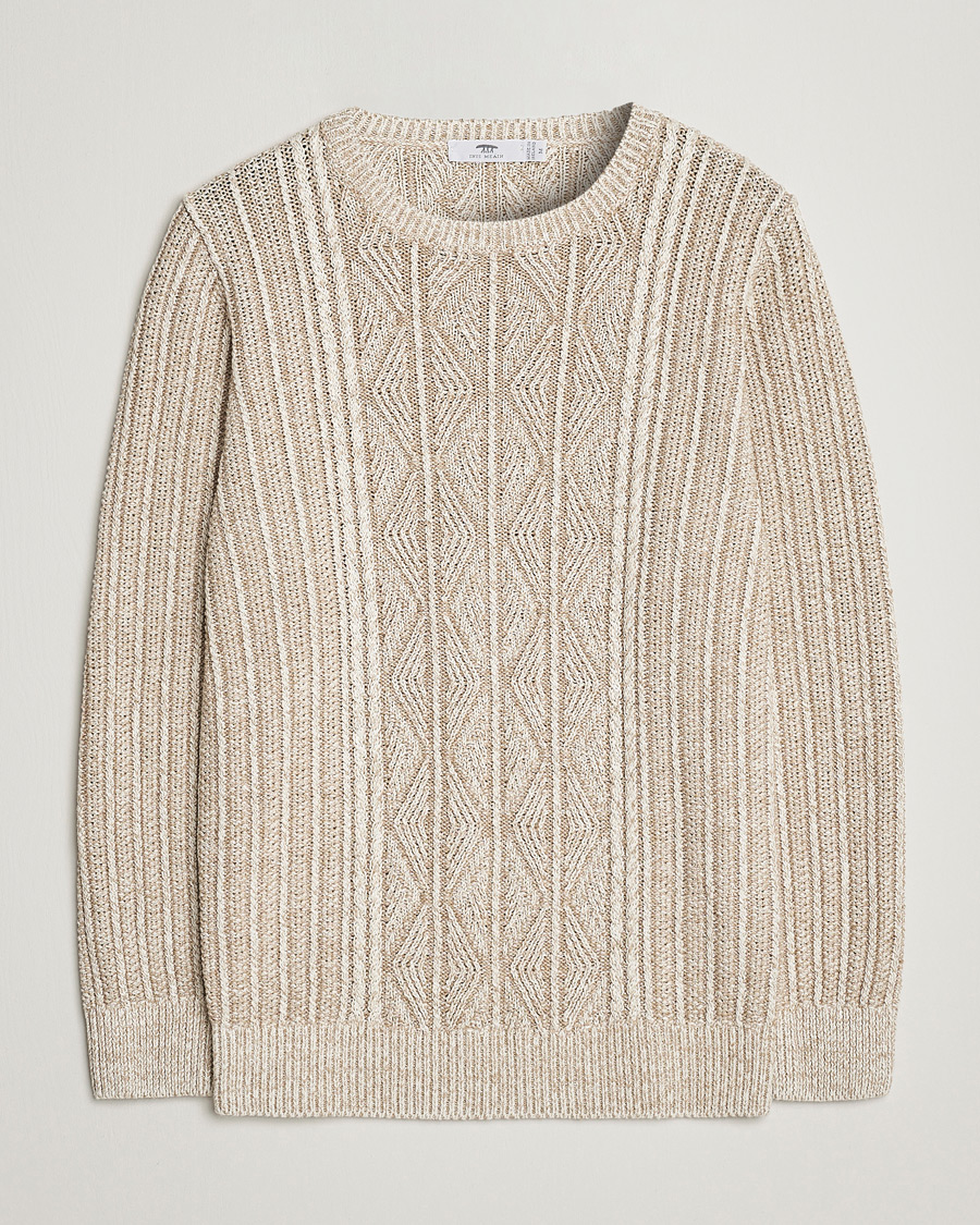 Herren | Pullover | Inis Meáin | Patented Aran Knitted Linen Crew Neck Beige