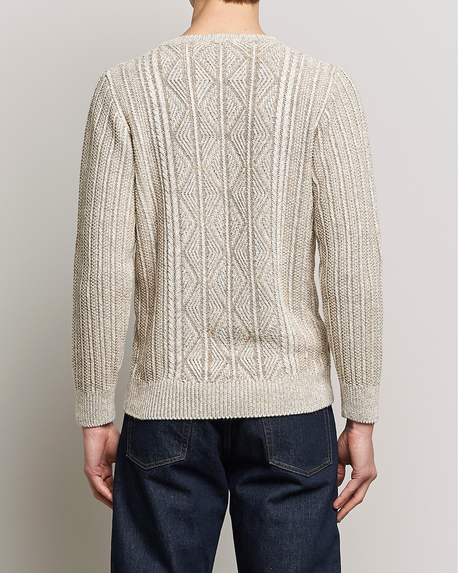 Herren | Pullover | Inis Meáin | Patented Aran Knitted Linen Crew Neck Beige