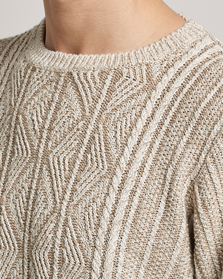 Herren | Pullover | Inis Meáin | Patented Aran Knitted Linen Crew Neck Beige