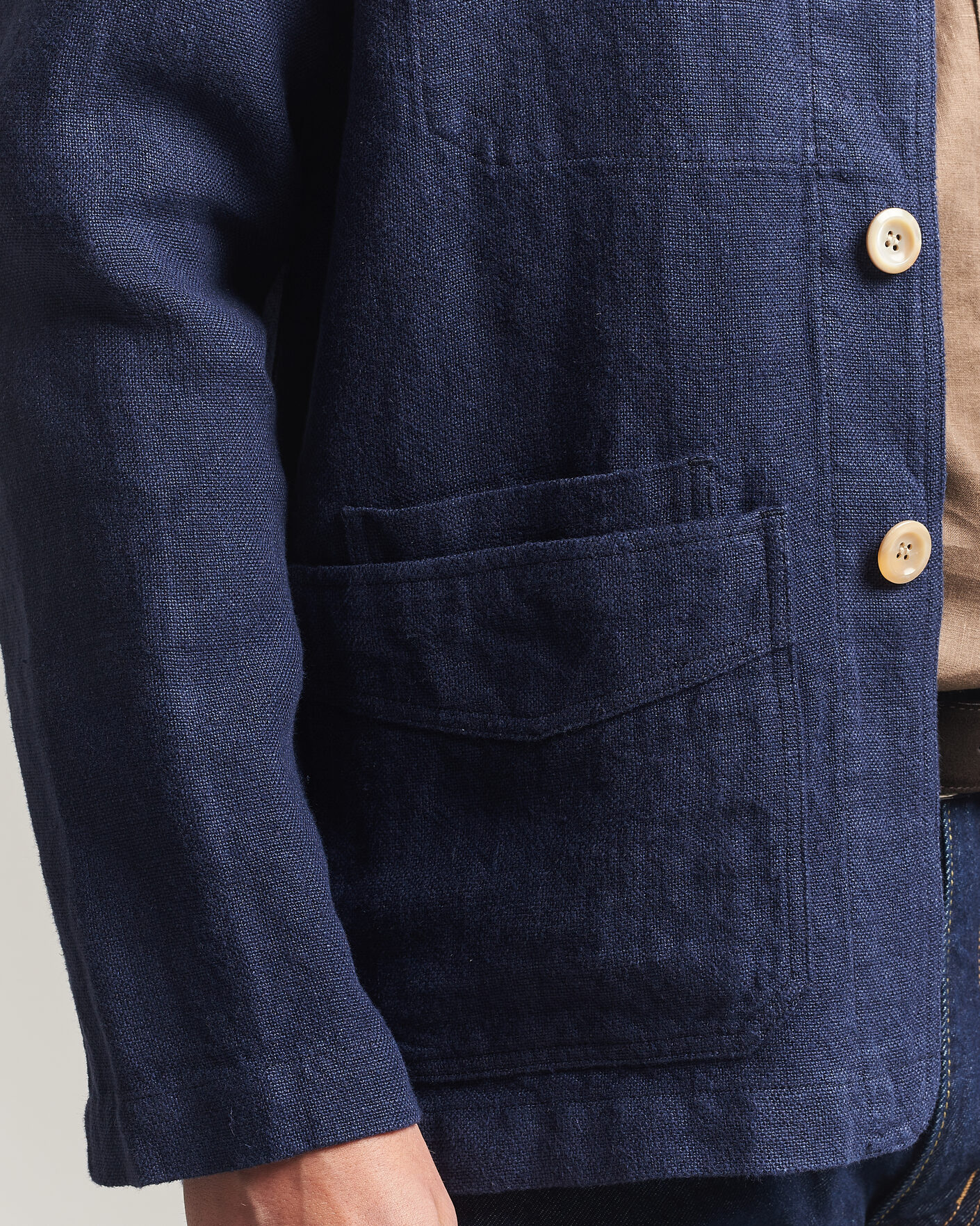 Herren | Jacken | Drake's | Heavy Linen 5-Pocket Chore Jacket Navy