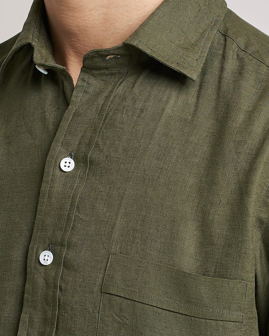 Herren | Hemden | Drake's | Linen Summer Shirt Green