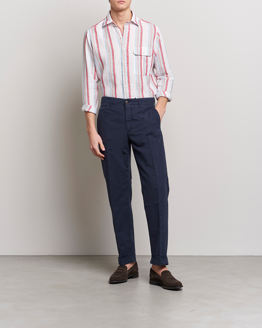 Herren | Hemden | Drake's | Striped Linen Summer Shirt Multi
