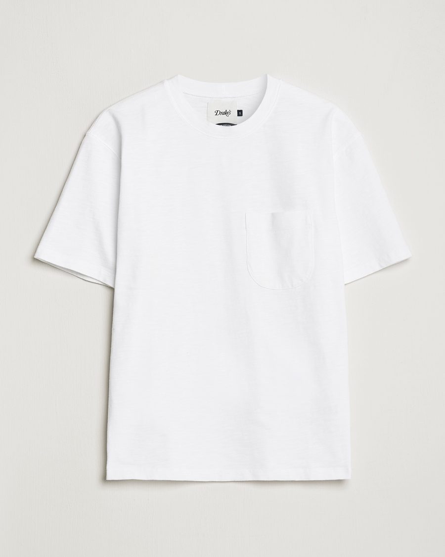 Herren | T-Shirts | Drake's | Cotton Pocket T-Shirt White