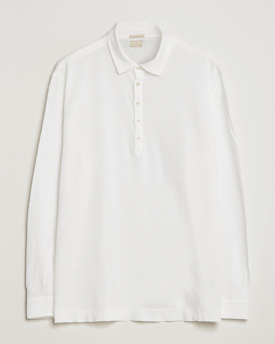 Herren | Pullover | Massimo Alba | Raya Long Sleeve Linen Polo White