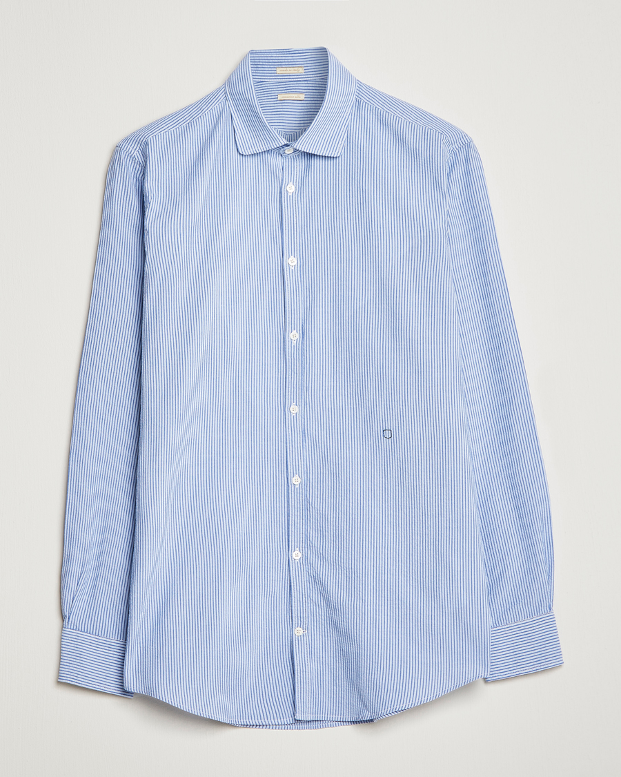 Herren | Hemden | Massimo Alba | Canary Striped Seersucker Shirt Blue