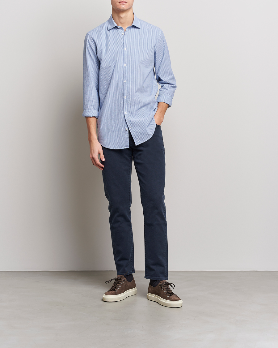Herren | Hemden | Massimo Alba | Canary Striped Seersucker Shirt Blue