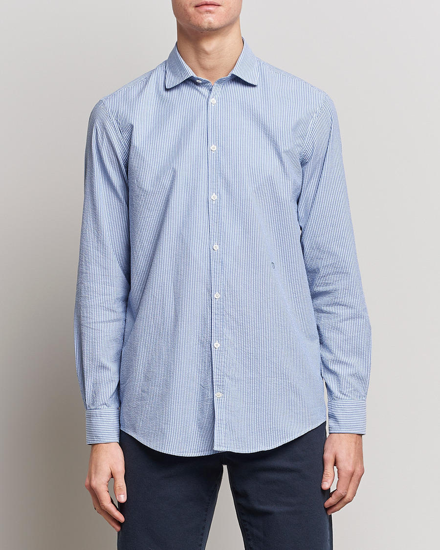 Herren | Hemden | Massimo Alba | Canary Striped Seersucker Shirt Blue