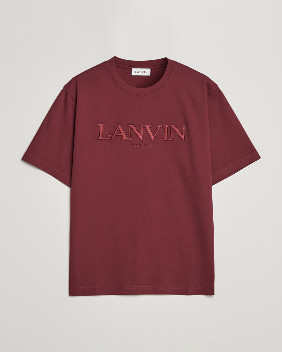 Herren | T-Shirts | Lanvin | Embroidered Tonal Logo T-Shirt Burgundy