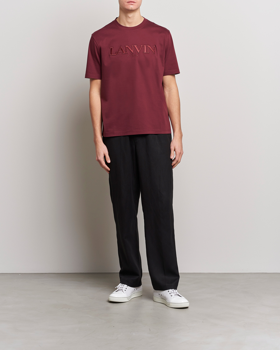 Herren | T-Shirts | Lanvin | Embroidered Tonal Logo T-Shirt Burgundy