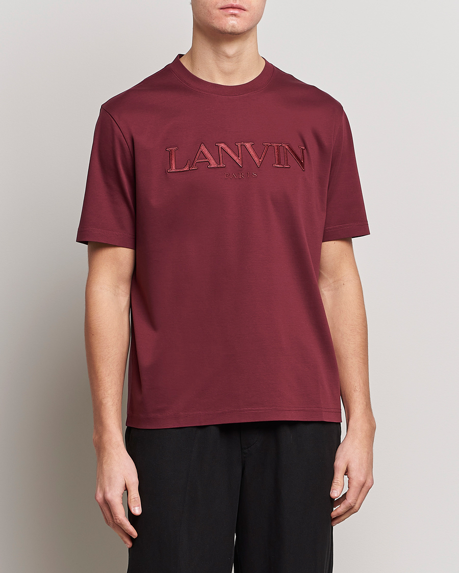 Herren | T-Shirts | Lanvin | Embroidered Tonal Logo T-Shirt Burgundy