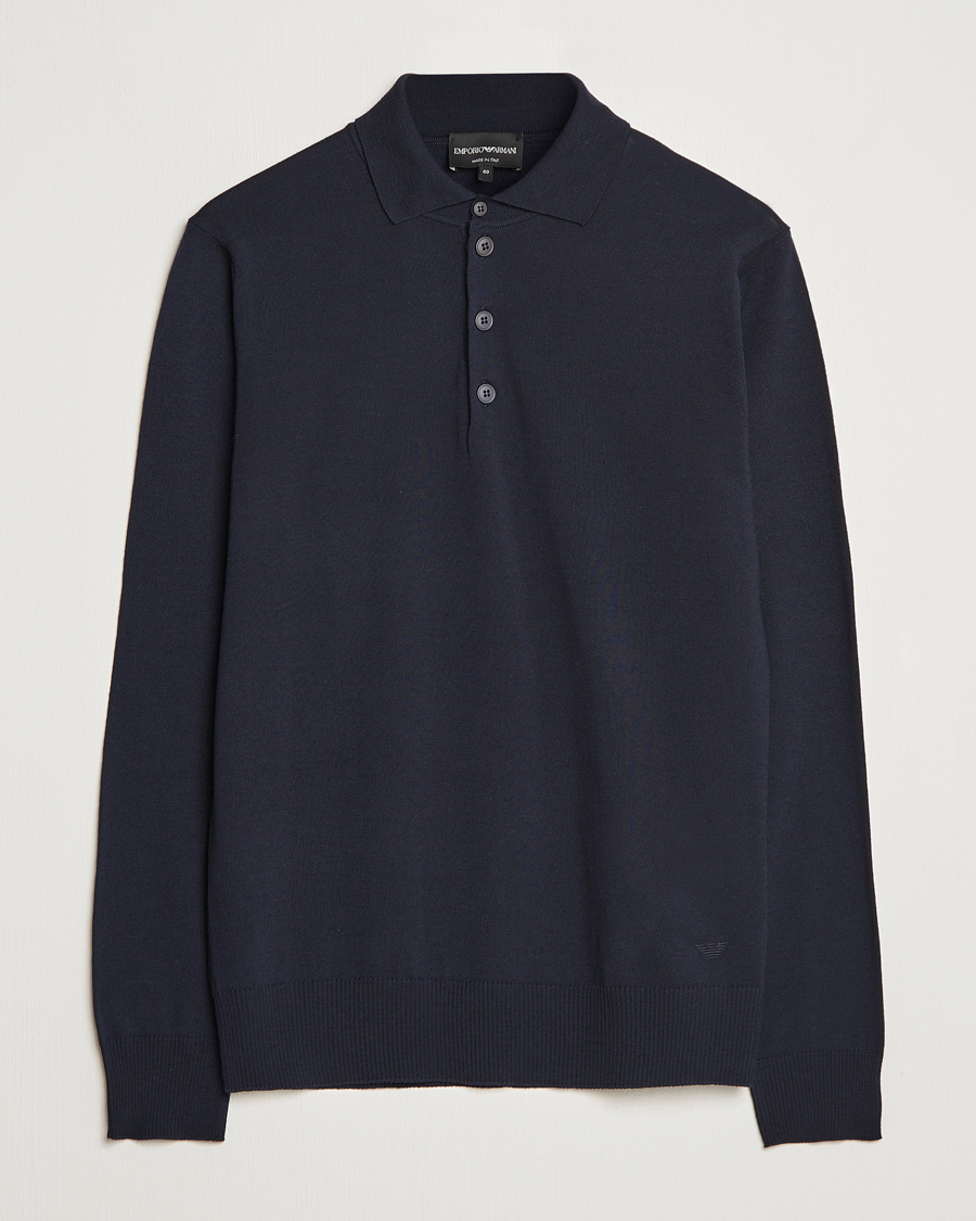 Herren | Pullover | Emporio Armani | Knitted Merino Pique Navy