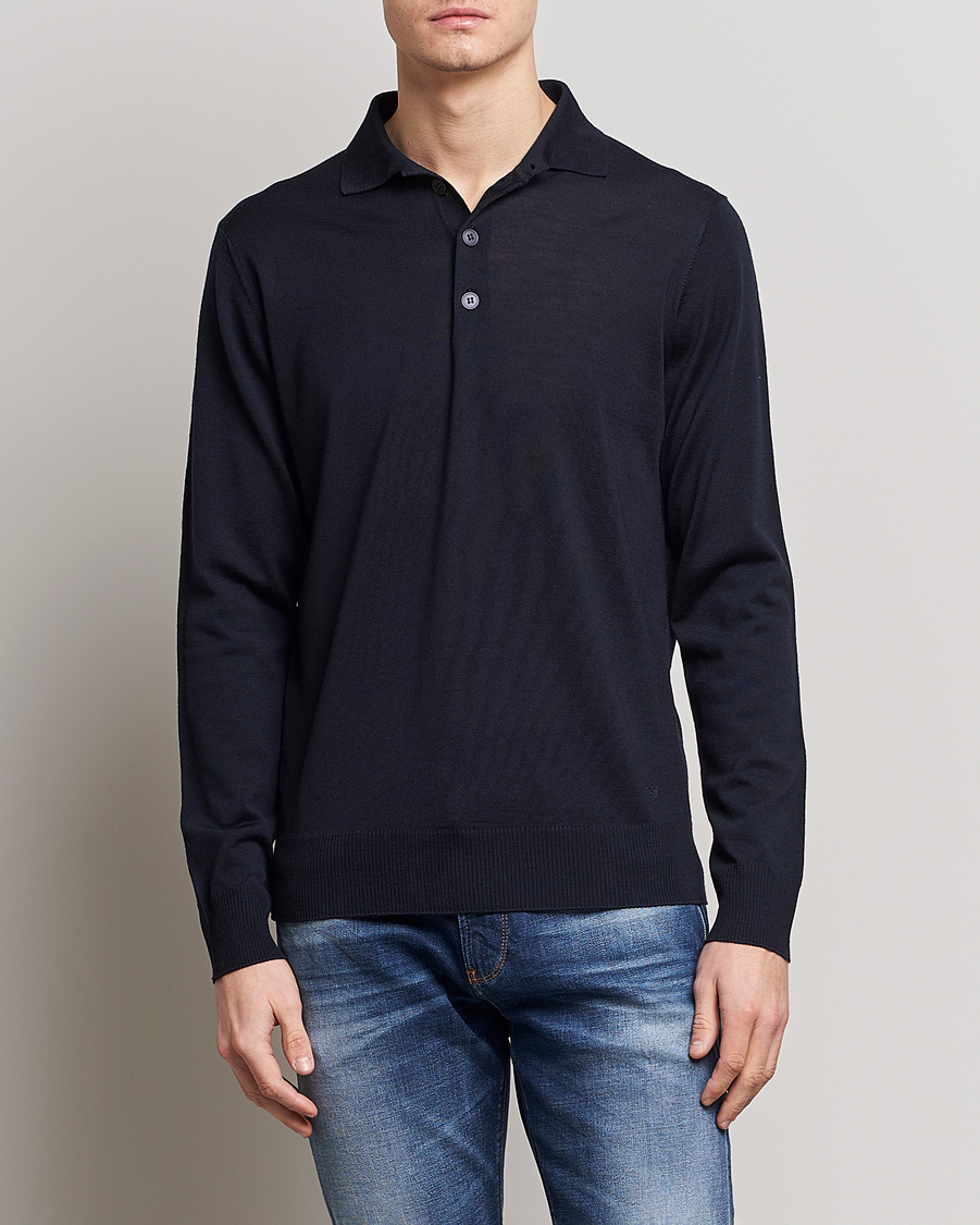 Herren | Pullover | Emporio Armani | Knitted Merino Pique Navy