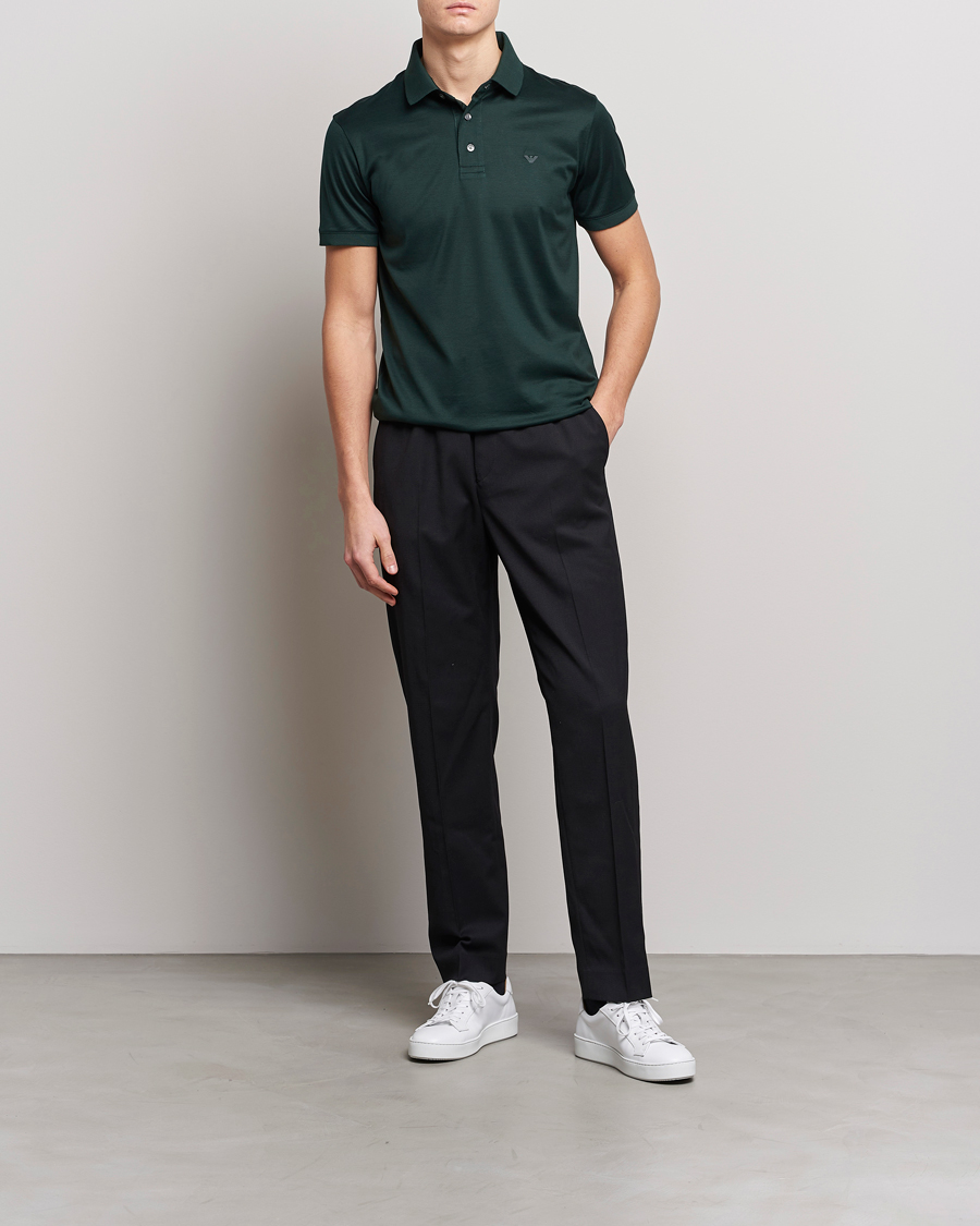 Herren | Poloshirts | Emporio Armani | Cotton Tencel Polo Green