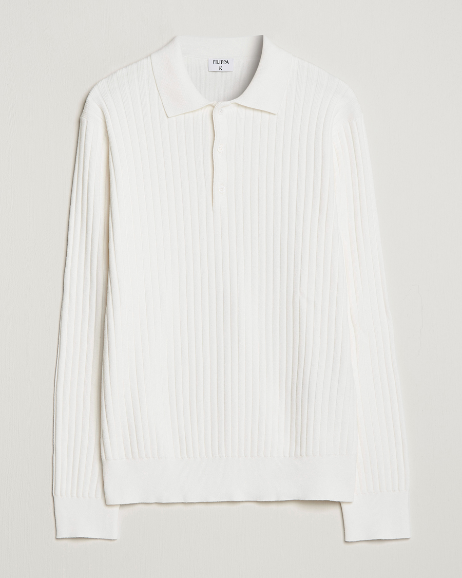 Herren | Pullover | Filippa K | Knitted Polo Shirt White