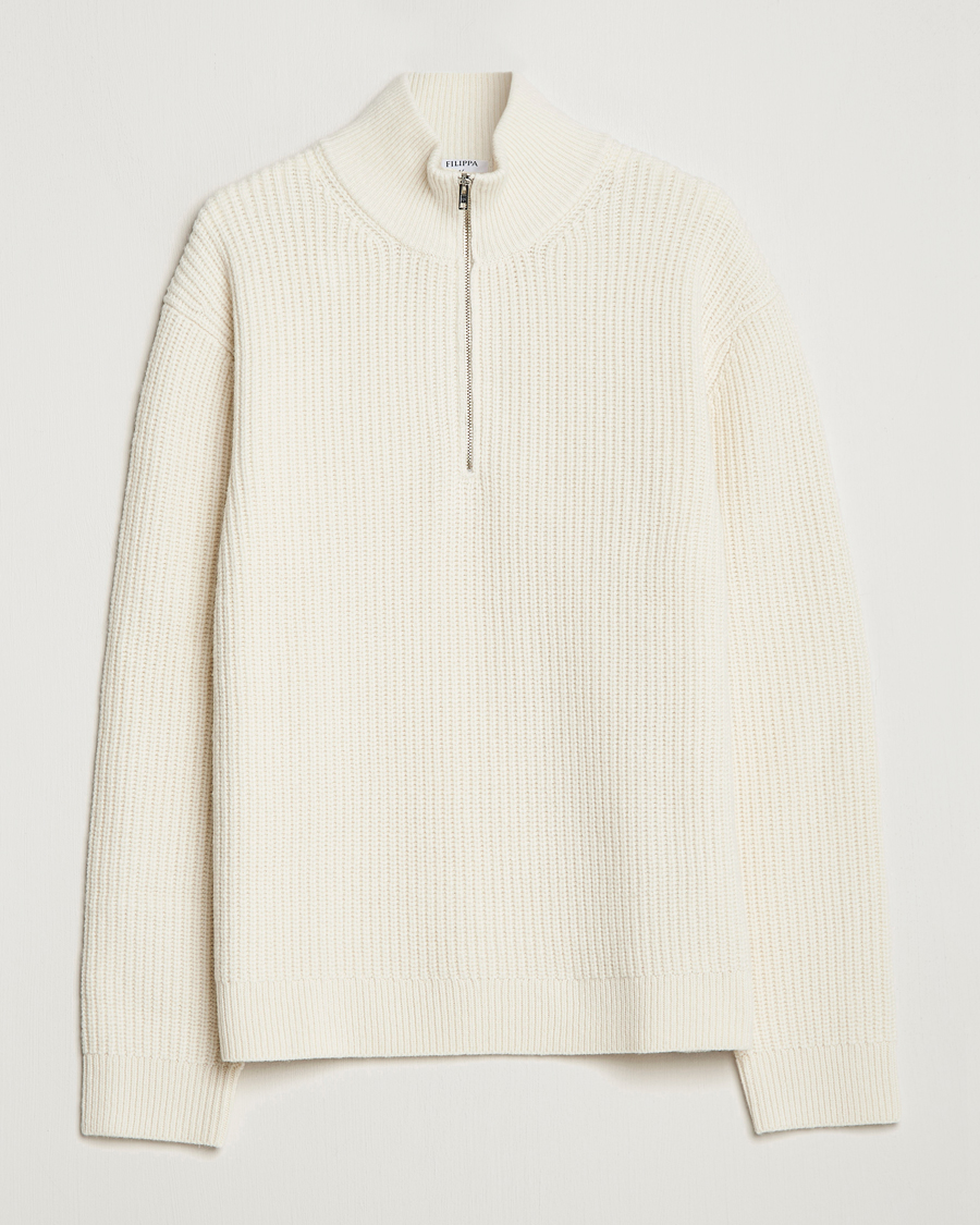 Herren | Pullover | Filippa K | Half Zip Sweater Off White