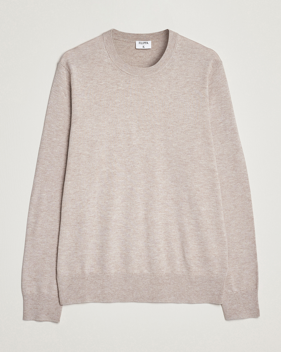 Herren | Pullover | Filippa K | Cotton Merino Sweater Beige Melange