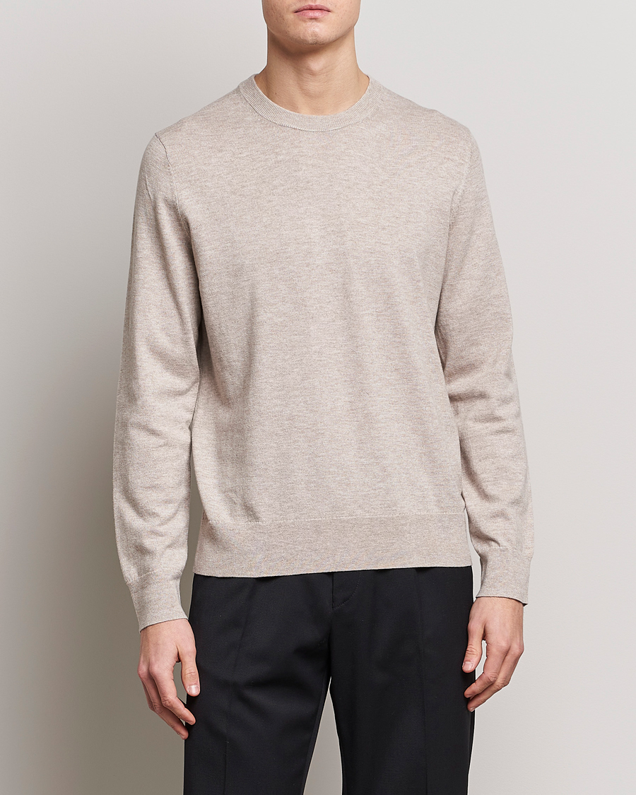 Herren | Pullover | Filippa K | Cotton Merino Sweater Beige Melange