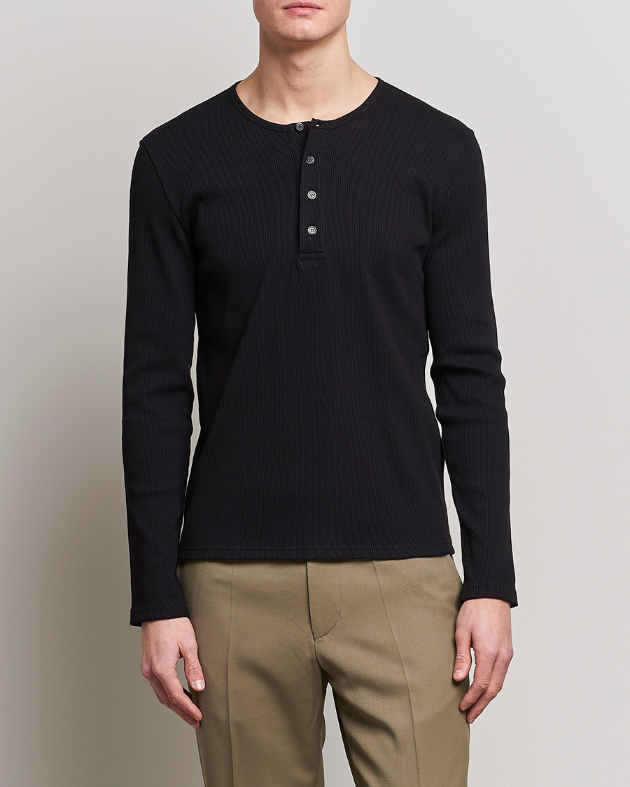 Herren | Pullover | Filippa K | Rib Henley Black