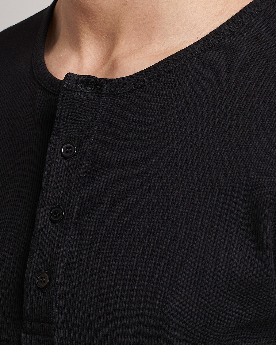 Herren | Pullover | Filippa K | Rib Henley Black