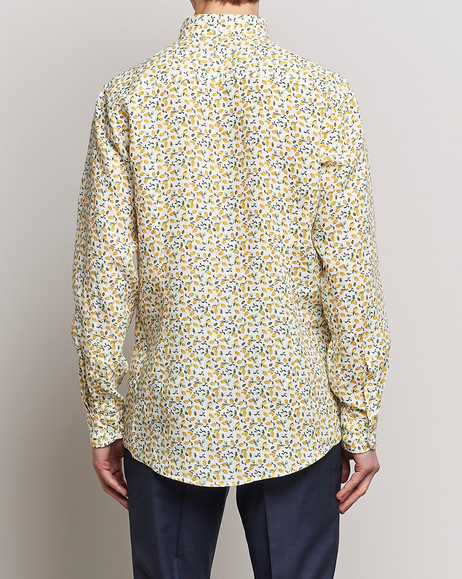 Herren | Hemden | Eton | Lemon Print Contemporary Linen Shirt Yellow