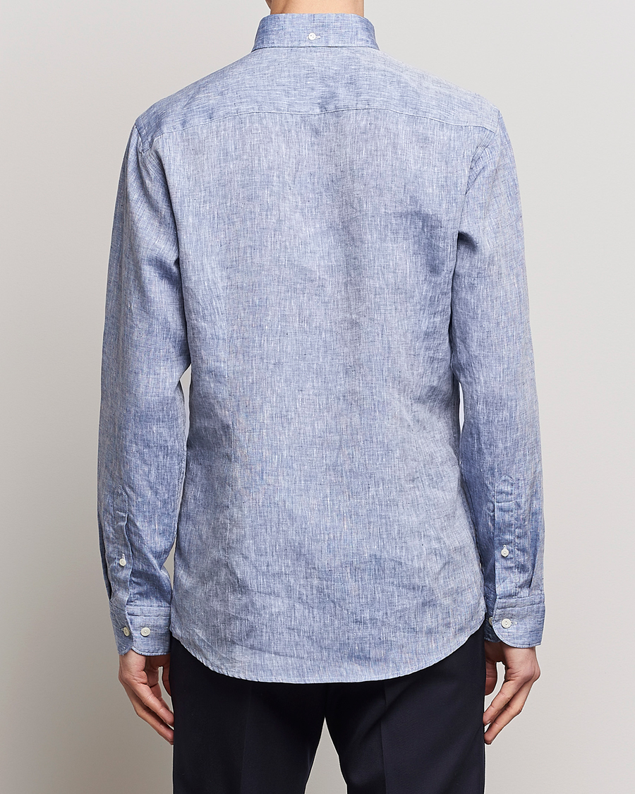 Herren | Hemden | Eton | Slim Fit Linen Shirt Mid Blue