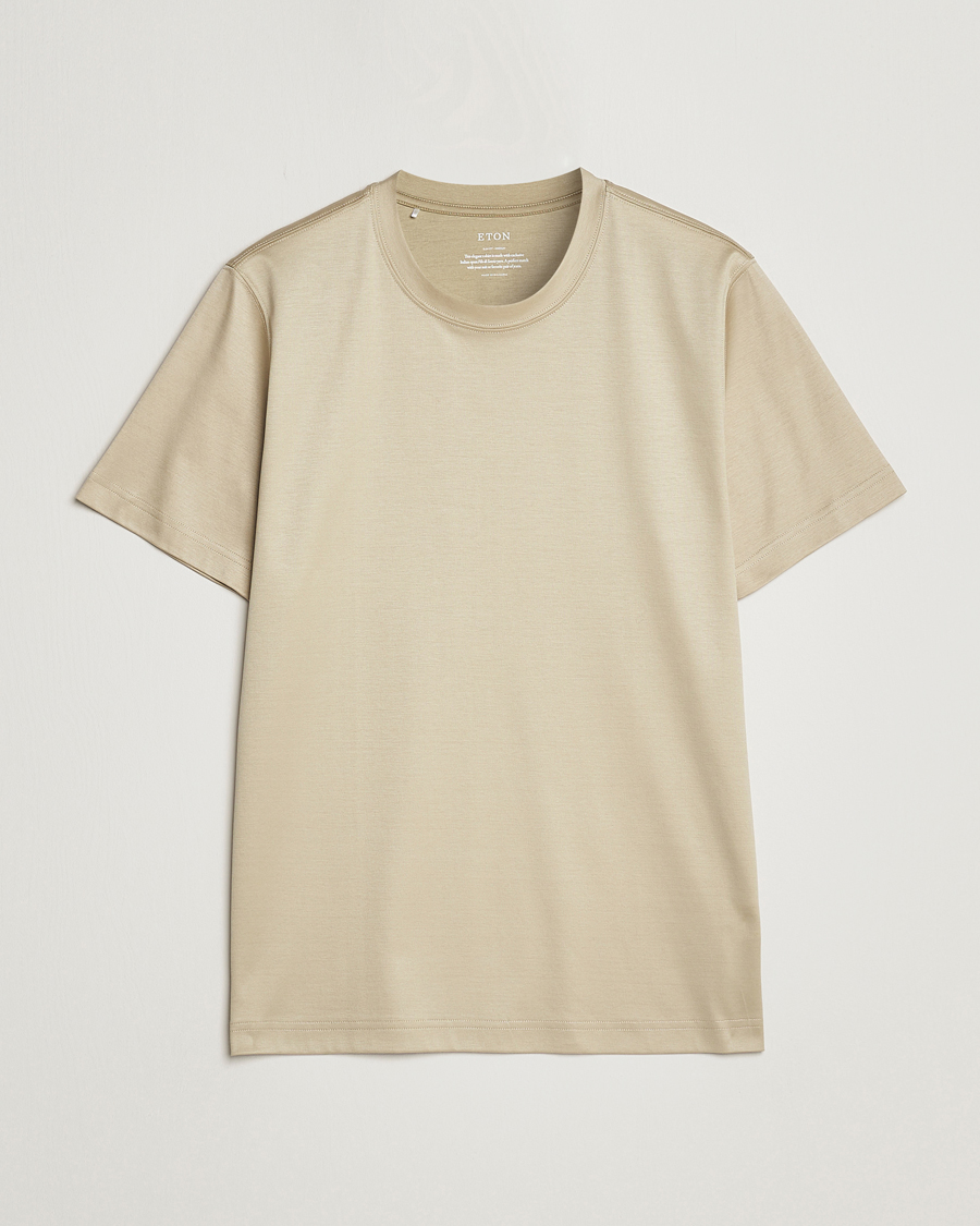 Herren | T-Shirts | Eton | Filo Di Scozia T-Shirt Light Brown