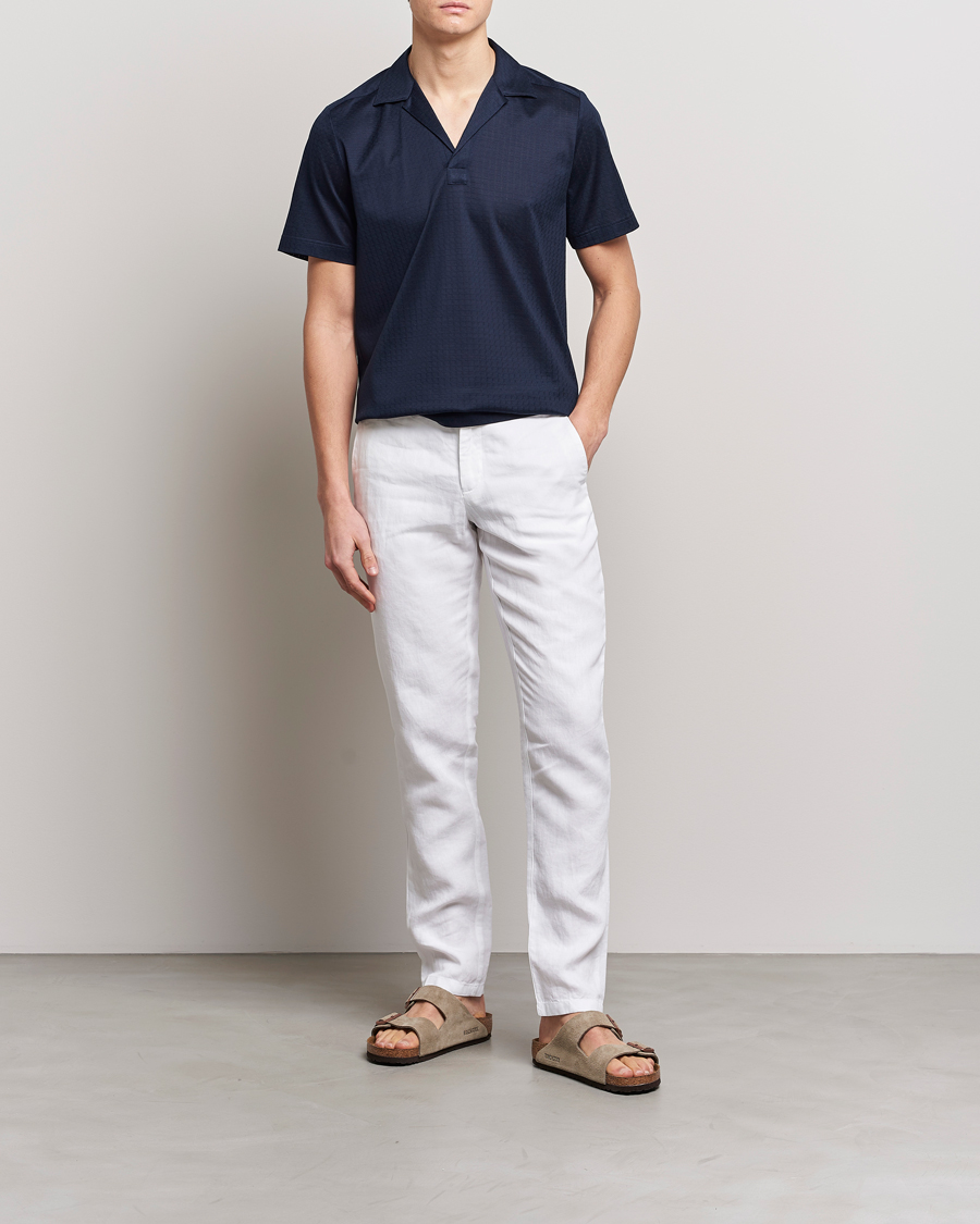 Herren | Poloshirts | Eton | Filo Di Scozia Open Collor Shirt Navy Blue