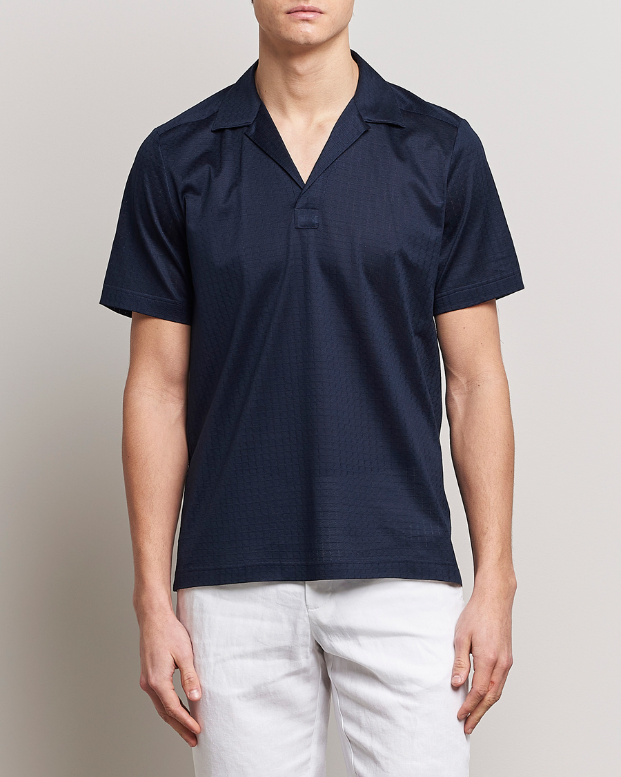 Herren | Poloshirts | Eton | Filo Di Scozia Open Collor Shirt Navy Blue