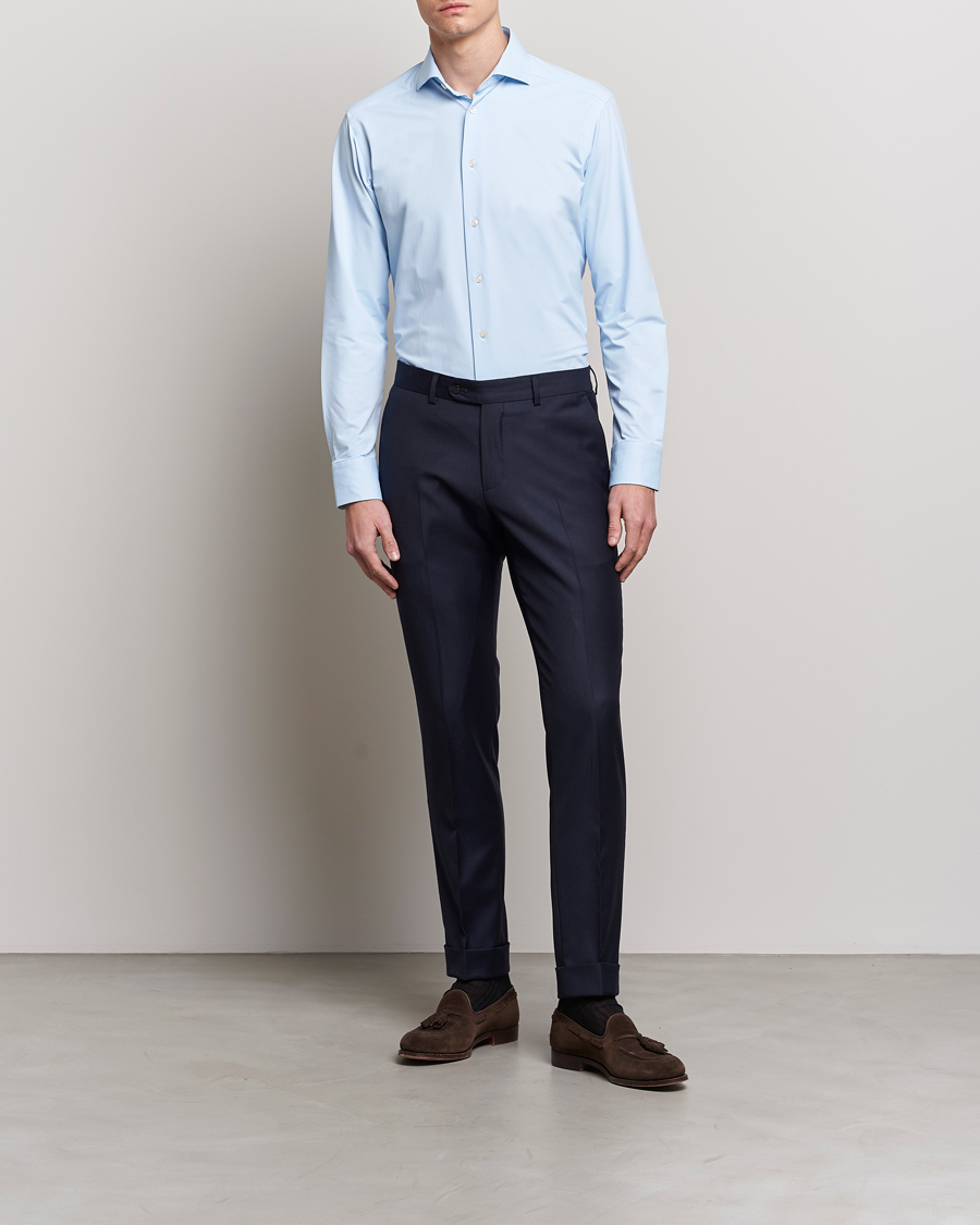 Herren | Hemden | Eton | Slim Fit Four Way Stretch Shirt Light Blue