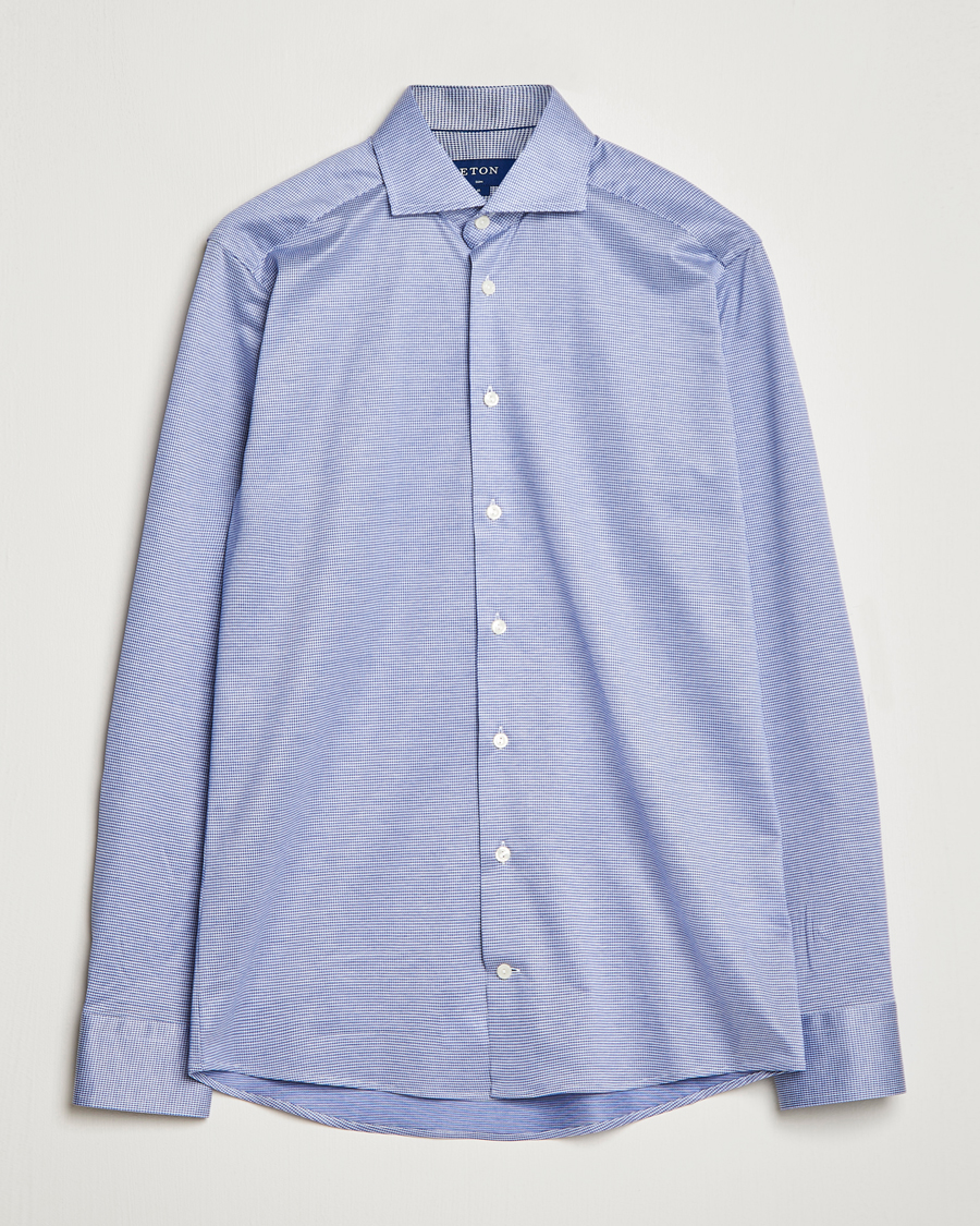 Herren | Hemden | Eton | Filo Di Scozia King Knit Shirt Mid Blue