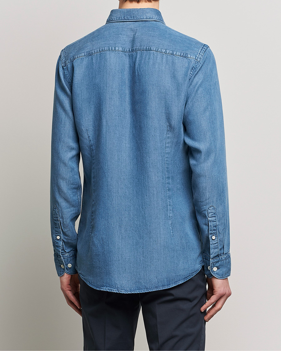 Herren | Hemden | Eton | Light Denim Tencel Shirt Navy Blue