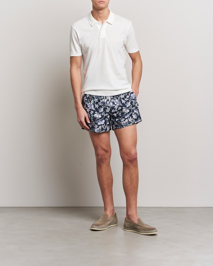 Herren | Badehosen | Eton | Floral Swim Shorts Navy Blue