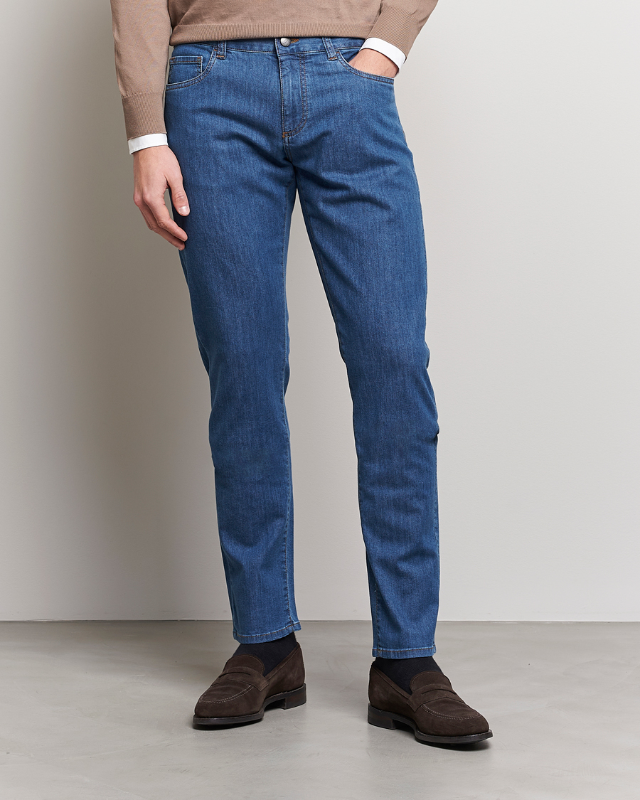 Men | Jeans | Canali | Slim Fit 5-Pocket Jeans Blue Wash