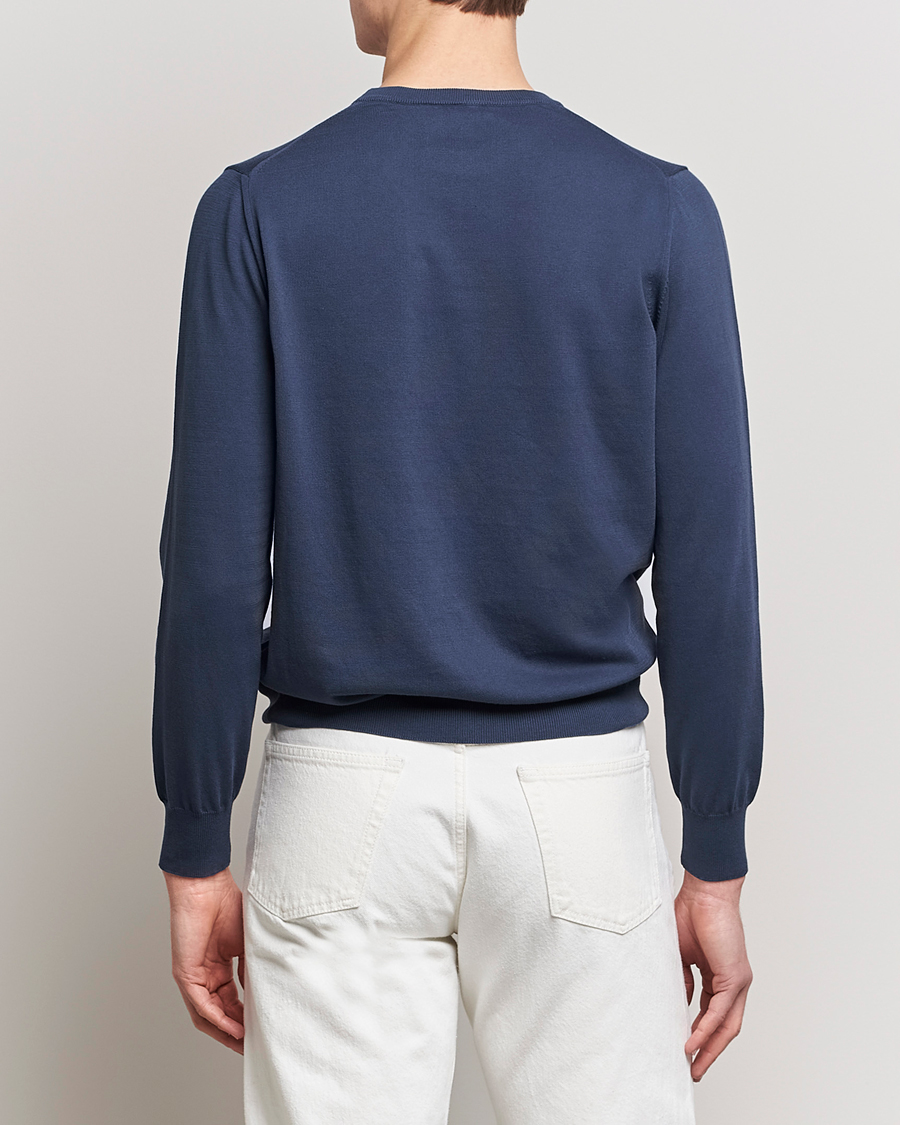Herren | Pullover | Canali | Cotton Crew Neck Pullover Steel Blue